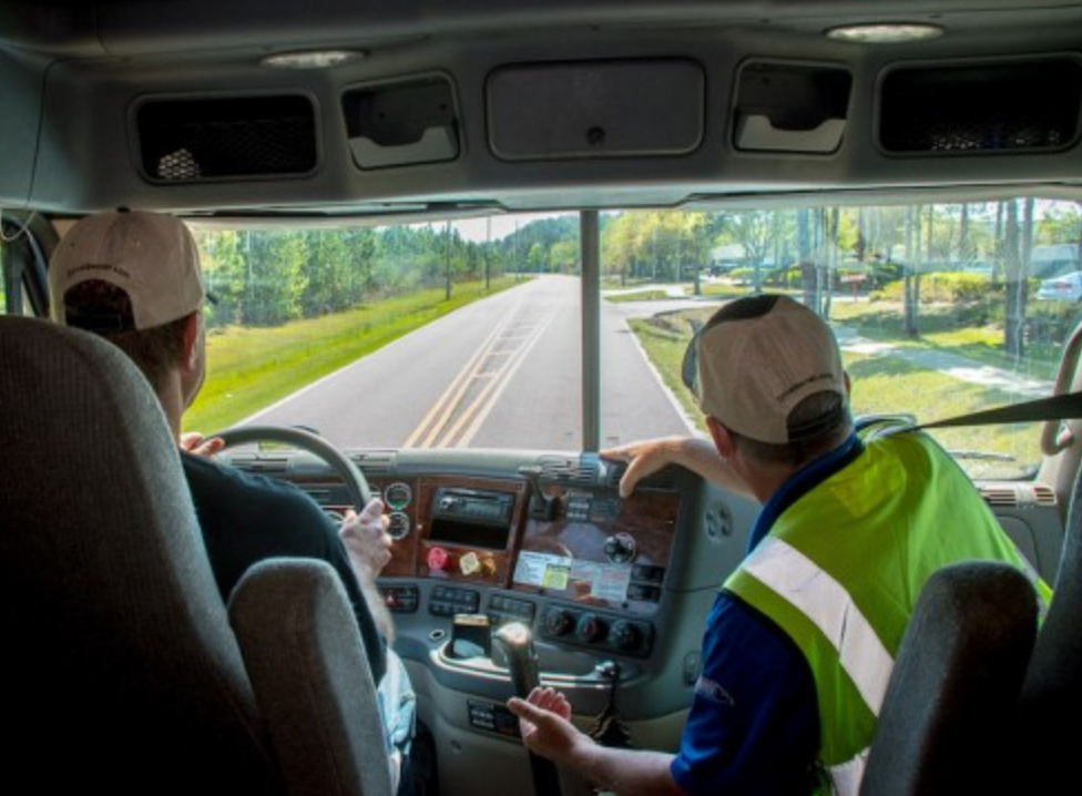 CDL Training Austin Texas student in training on the road.