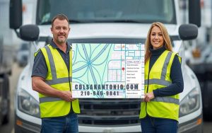 CDL training in San Antonio TX this image show the map 2 instructors promoting $2,300 full CDL program with Spanish support and call 210-946-9841.