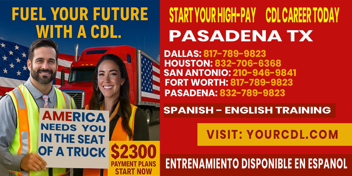 CDL Training in Pasadena TX - Student practicing practice to maneuvers and route. yourcdl.com