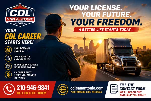 CDL School San Antonio truck driving school contact form for CDL training information
